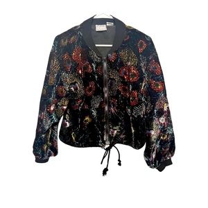 90s Speed Limit beaded peacock cropped jacket